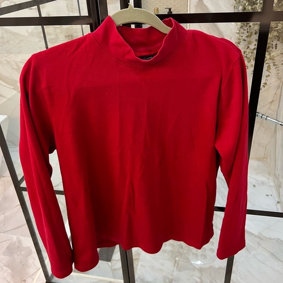 Pull Col Montant (Mock Turtleneck) Rouge Karen Scott - Taille L - Coton - Occasion TB